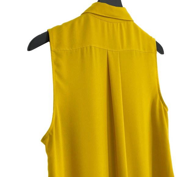 RACHEL ZOE Los Angeles New York Yellow Button Up Sleeveless Shirt Size L - Picture 13 of 16
